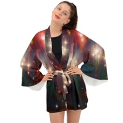 Astrology Astronomical Cluster Galaxy Nebula Long Sleeve Kimono by Jancukart