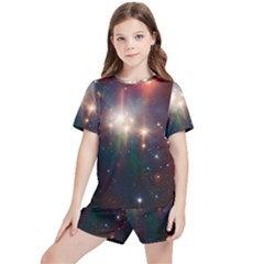 Astrology Astronomical Cluster Galaxy Nebula Kids  Tee And Sports Shorts Set