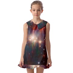 Astrology Astronomical Cluster Galaxy Nebula Kids  Pilgrim Collar Ruffle Hem Dress by Jancukart