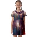 Astrology Astronomical Cluster Galaxy Nebula Kids  Asymmetric Collar Dress View1