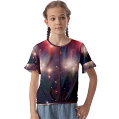 Astrology Astronomical Cluster Galaxy Nebula Kids  Cuff Sleeve Scrunch Bottom Tee