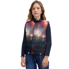 Astrology Astronomical Cluster Galaxy Nebula Kid s Short Button Up Puffer Vest	