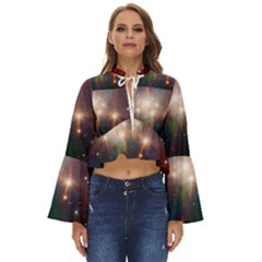 Astrology Astronomical Cluster Galaxy Nebula Boho Long Bell Sleeve Top