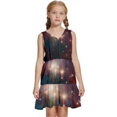 Astrology Astronomical Cluster Galaxy Nebula Kids  Sleeveless Tiered Mini Dress