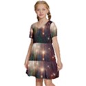 Astrology Astronomical Cluster Galaxy Nebula Kids  Short Sleeve Tiered Mini Dress View2