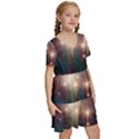 Astrology Astronomical Cluster Galaxy Nebula Kids  Short Sleeve Tiered Mini Dress View3