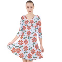 Bloom Blossom Botanical Quarter Sleeve Front Wrap Dress