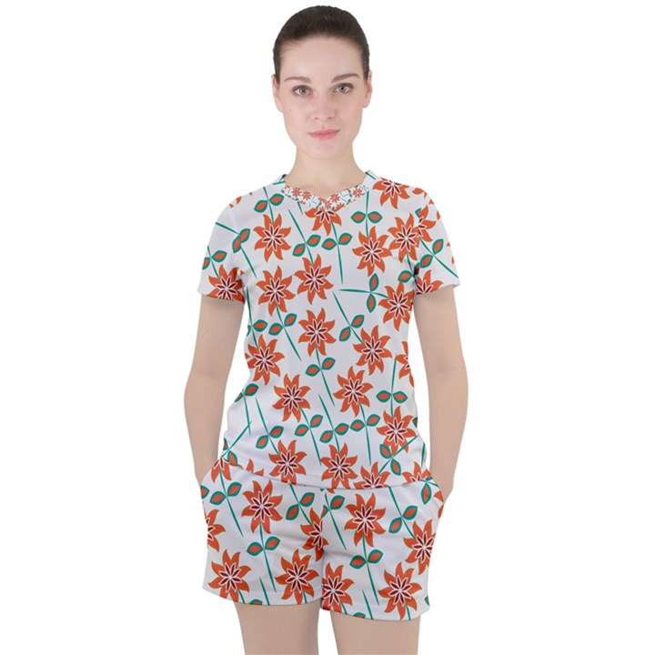 Bloom Blossom Botanical Women s Tee and Shorts Set