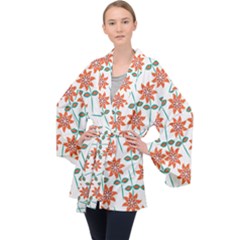 Bloom Blossom Botanical Long Sleeve Velvet Kimono 