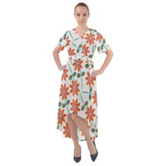 Bloom Blossom Botanical Front Wrap High Low Dress by Jancukart