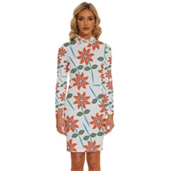 Bloom Blossom Botanical Long Sleeve Shirt Collar Bodycon Dress by Jancukart