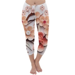 Sakura Flowers Flower Pink Blossom Spring Capri Winter Leggings 