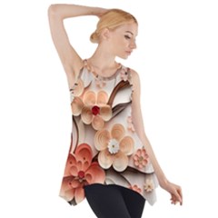 Sakura Flowers Flower Pink Blossom Spring Side Drop Tank Tunic