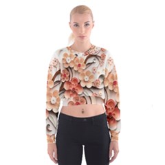 Sakura Flowers Flower Pink Blossom Spring Cropped Sweatshirt