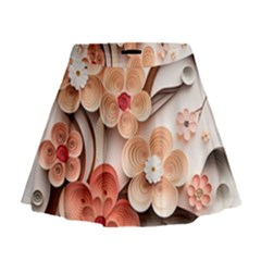 Sakura Flowers Flower Pink Blossom Spring Mini Flare Skirt