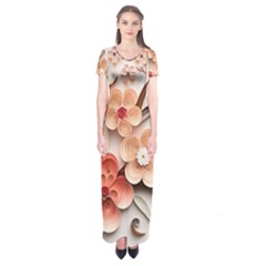 Sakura Flowers Flower Pink Blossom Spring Short Sleeve Maxi Dress