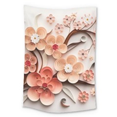 Sakura Flowers Flower Pink Blossom Spring Large Tapestry