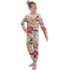 Sakura Flowers Flower Pink Blossom Spring Kids  Long Sleeve Set 