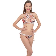 Sakura Flowers Flower Pink Blossom Spring Cross Front Halter Bikini Set