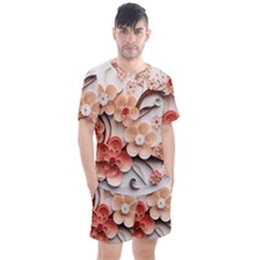 Sakura Flowers Flower Pink Blossom Spring Men s Mesh Tee And Shorts Set