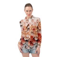 Sakura Flowers Flower Pink Blossom Spring Long Sleeve Chiffon Shirt