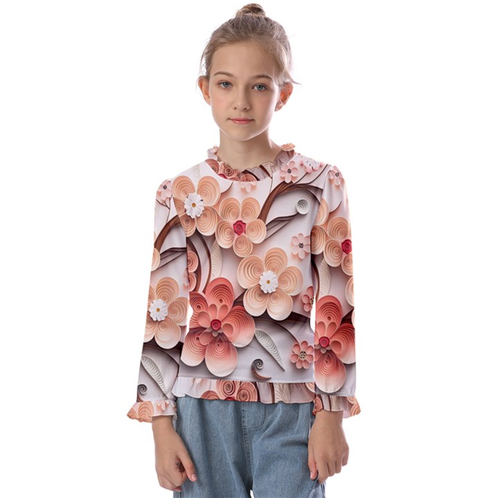 Sakura Flowers Flower Pink Blossom Spring Kids  Frill Detail Tee