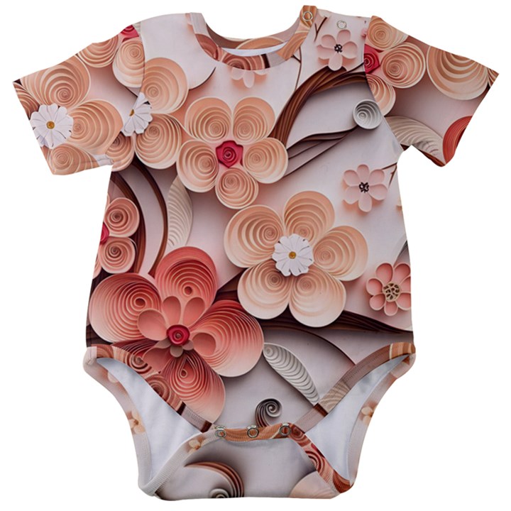 Sakura Flowers Flower Pink Blossom Spring Baby Short Sleeve Bodysuit