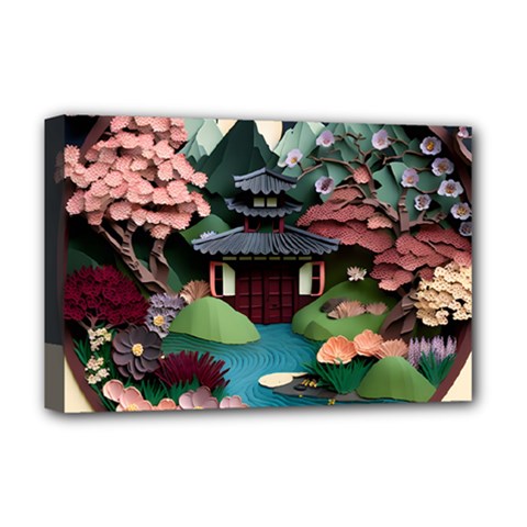 Japanese Garden Flowers Landscape Deluxe Canvas 18  x 12  (Stretched)