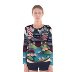 Japanese Garden Flowers Landscape Women s Long Sleeve Tee