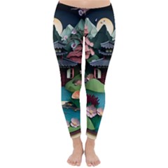 Japanese Garden Flowers Landscape Classic Winter Leggings