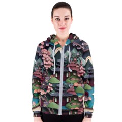 Japanese Garden Flowers Landscape Women s Zipper Hoodie