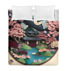 Japanese Garden Flowers Landscape Duvet Cover Double Side (Full/ Double Size)