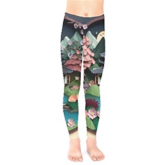 Japanese Garden Flowers Landscape Kids  Leggings