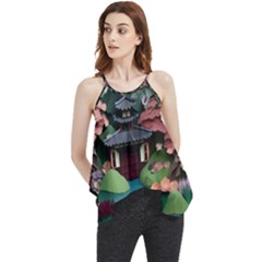 Japanese Garden Flowers Landscape Flowy Camisole Tank Top