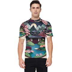 Japanese Garden Flowers Landscape Men s Short Sleeve Rash Guard by Jancukart