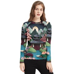 Japanese Garden Flowers Landscape Women s Long Sleeve Rash Guard by Jancukart