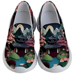 Japanese Garden Flowers Landscape Kids Lightweight Slip Ons