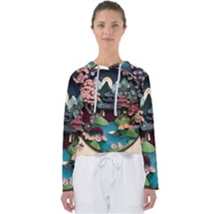 Japanese Garden Flowers Landscape Women s Slouchy Sweat