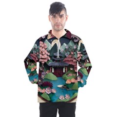 Japanese Garden Flowers Landscape Men s Half Zip Pullover