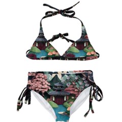 Japanese Garden Flowers Landscape Kids  Classic Bikini Set by Jancukart