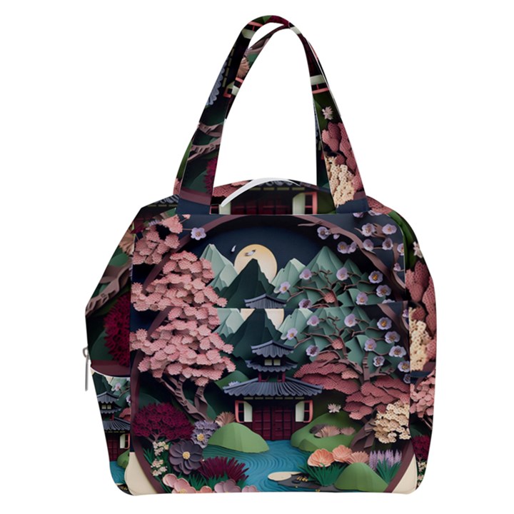 Japanese Garden Flowers Landscape Boxy Hand Bag