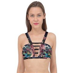 Japanese Garden Flowers Landscape Cage Up Bikini Top