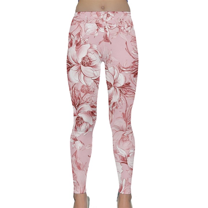 Flower Flowers Floral Flora Naturee Pink Pattern Classic Yoga Leggings