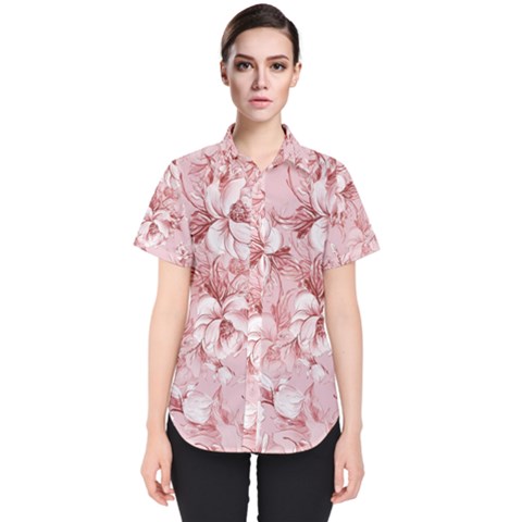 Flower Flowers Floral Flora Naturee Pink Pattern Women s Short Sleeve Shirt by Jancukart