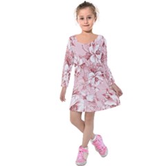 Flower Flowers Floral Flora Naturee Pink Pattern Kids  Long Sleeve Velvet Dress