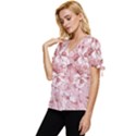 Flower Flowers Floral Flora Naturee Pink Pattern Bow Sleeve Button Up Top View2