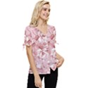 Flower Flowers Floral Flora Naturee Pink Pattern Bow Sleeve Button Up Top View3