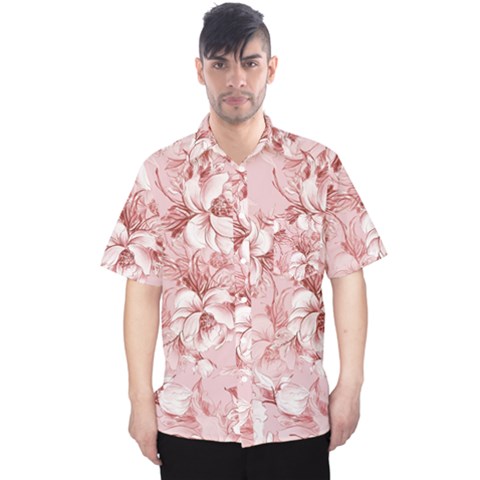 Flower Flowers Floral Flora Naturee Pink Pattern Men s Hawaii Shirt by Jancukart