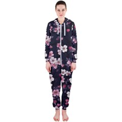 Sakura Flower Flowers Floral Flora Nature Hooded Jumpsuit (ladies)