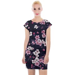 Sakura Flower Flowers Floral Flora Nature Cap Sleeve Bodycon Dress